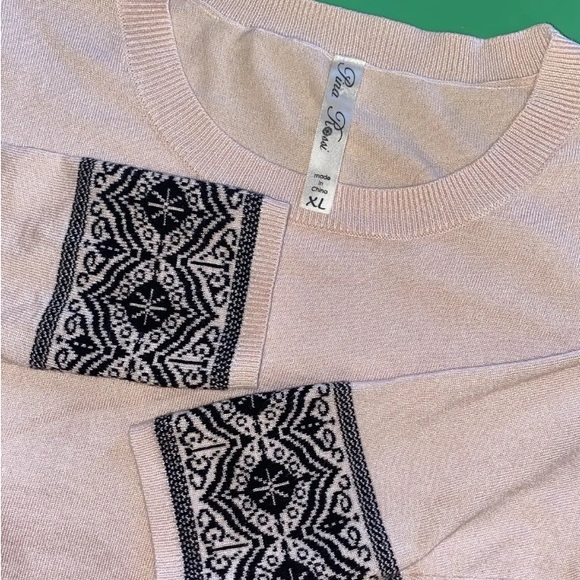 Sweaters - Pina & Rossi‎ Women's XL Pink & Black Long Sleeve Wide Hem Sweater